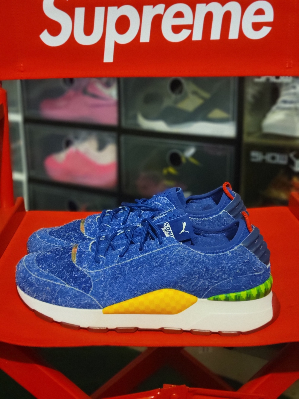 Puma Sonic Blue Yellow Accent Sneakers